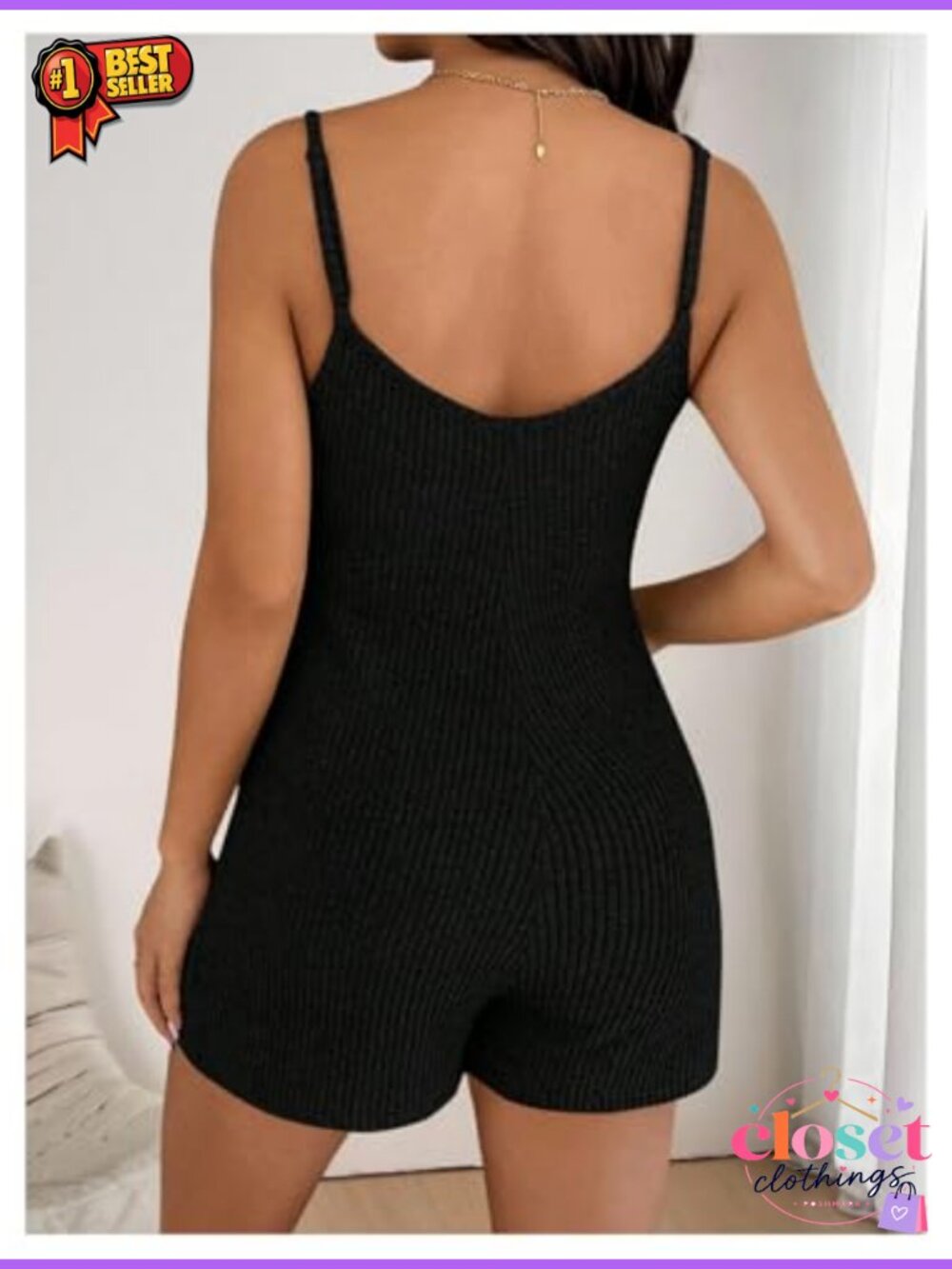 Maternity Cami Romper Rib Knit Short Overall Jumpsuit Adjustable Straps - Picture 2 of 4